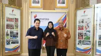Menteri Pemuda dan Olahraga (Menpora) RI, Erick Thohir, menerima atlet kickboxing nasional, Viona Amalia Adinda Putri, di kantor Kemenpora, Jakarta, Jumat (13/3/2026).