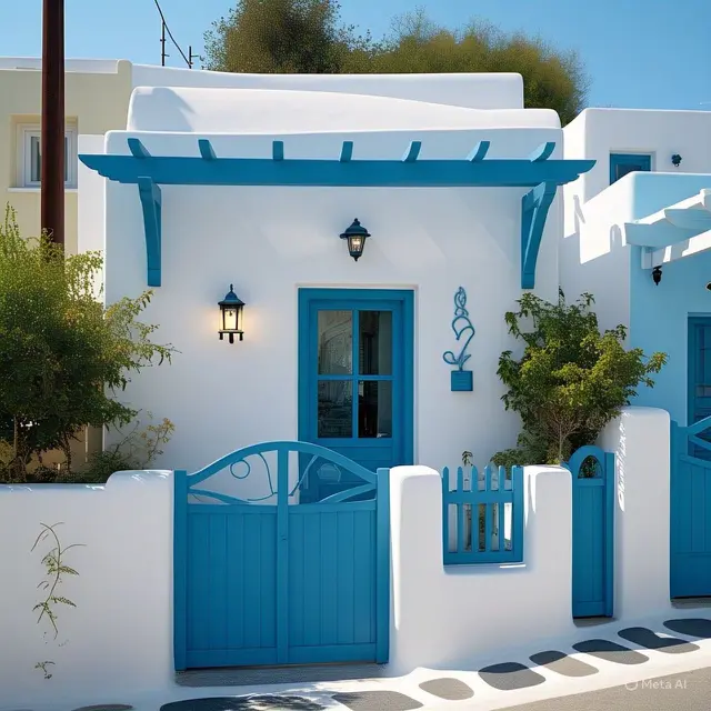 Model Depan Rumah Sederhana dengan Konsep Santorini