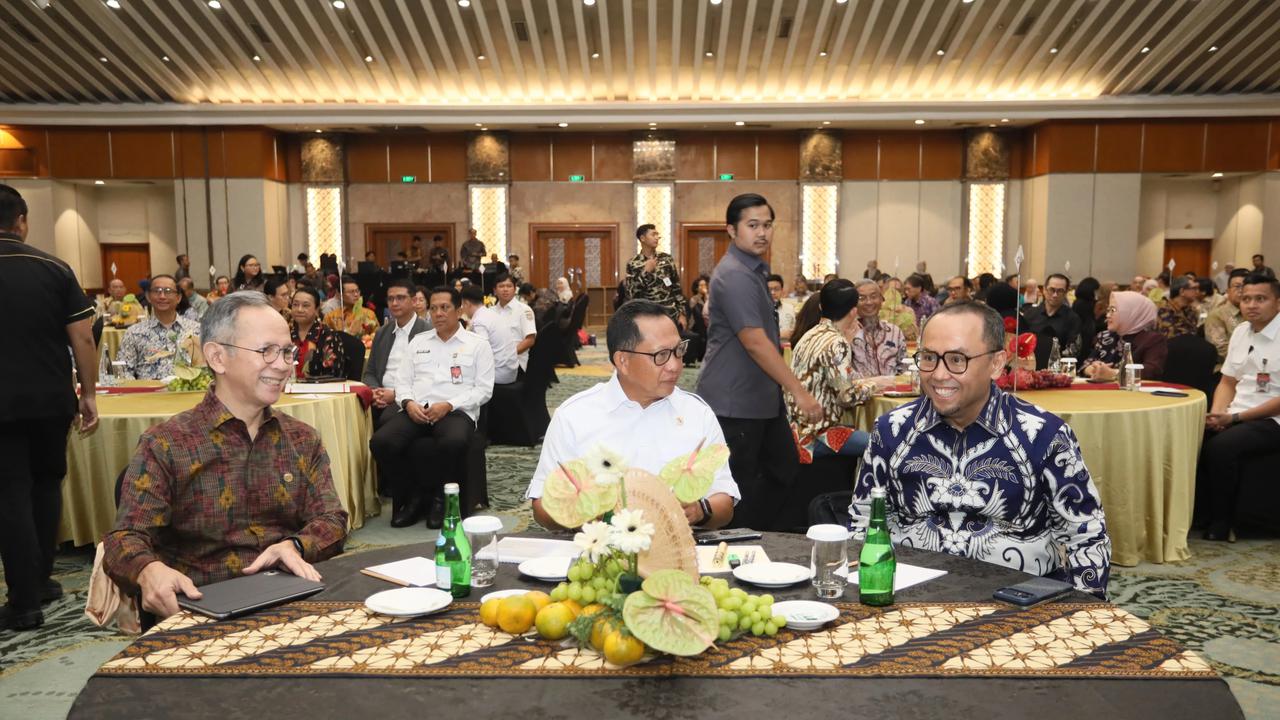 Mendagri Tito Karnavian saat Pertemuan Tahunan Pusat Pelaporan dan Analisis Transaksi Keuangan (PPATK) Bidang Pelaporan Tahun 2026