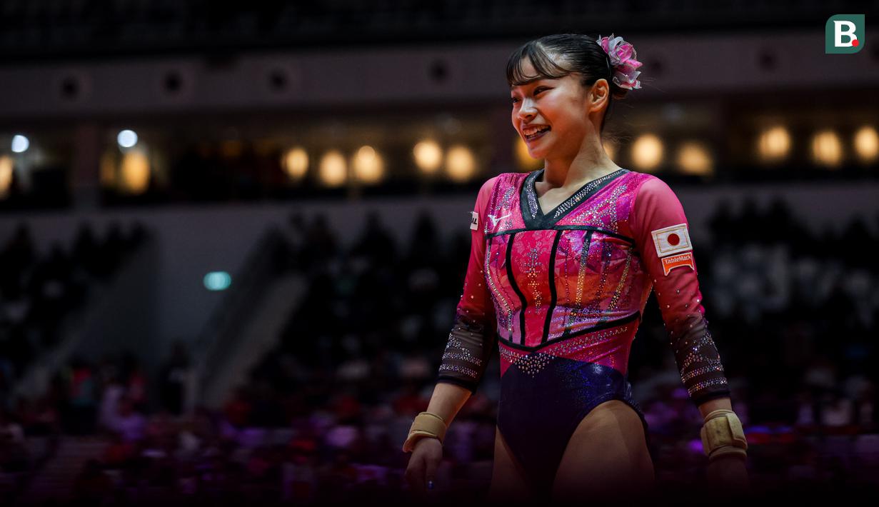 <p>Pesenam Jepang, Aiko Sugihara saat Kejuaraan Dunia Gimnastik 2025 di Indonesia Arena, Senayan, Jakarta, Senin (20/10/2025). (Bola.com/Bagaskara Lazuardi)</p>