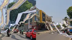 Dekorasi HUT RI Lepas Melintang di Jalan Lampung, Pengendara Nyaris Terjerat