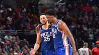 Joel Embiid dan Ben Simmons menjadi motor Philadephia 76ers saat mengalahkan Houston Rockets di Toyota Center, Selasa (31/10/2017) pagi WIB. (NBA Fantasy)