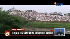 Ribuan ton sampah menumpuk di Kali Cikarang, Bekasi, Jawa Barat, selama puluhan tahun.