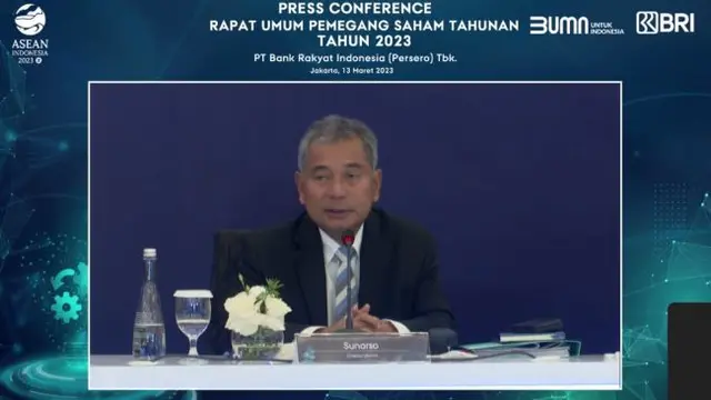 Rapat Umum Pemegang Saham Tahunan PT Bank Rakyat Indonesia (Persero) Tbk/BRI (BBRI), Senin (13/3/2023). (Foto: tangkapan layar/Elga N)