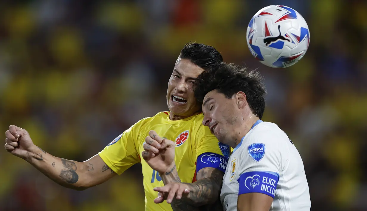 Skor 1-0 bertahan hingga laga usai dan Kolombia lolos ke final Copa America 2024, menantang Argentina. (AP Photo/Nell Redmond)