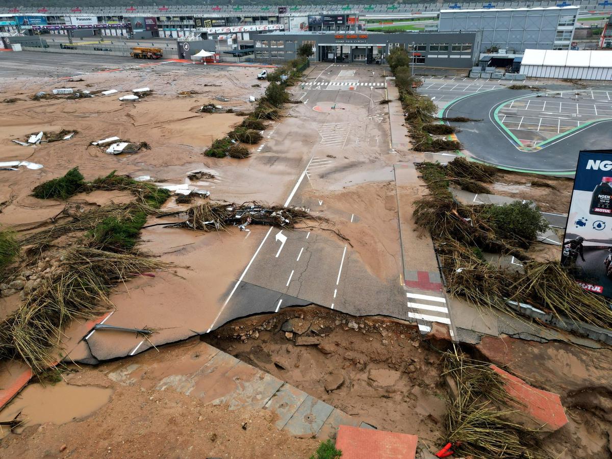 Kompleks sirkuit MotoGP Valencia rusak parah akibat banjir