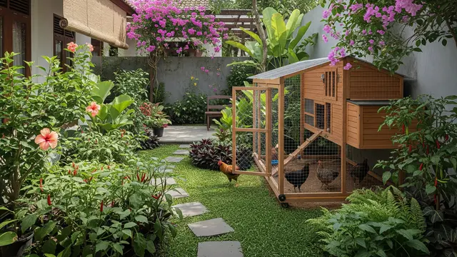 9 Desain Halaman Rumah Kombinasi Kebun dan Kandang Ayam, Solusi Urban Farming Estetik