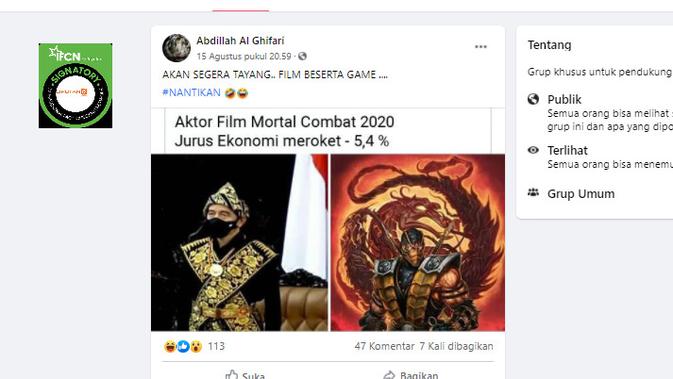 Cek Fakta Liputan6.com menelusuri klaim foto Jokowi menjadi aktor film Mortal Combat