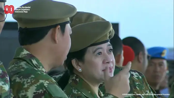 Puan Maharani dan Para Menteri Pakai Loreng Saat Upacara Gelar Pasukan, Prabowo Beberkan Alasannya