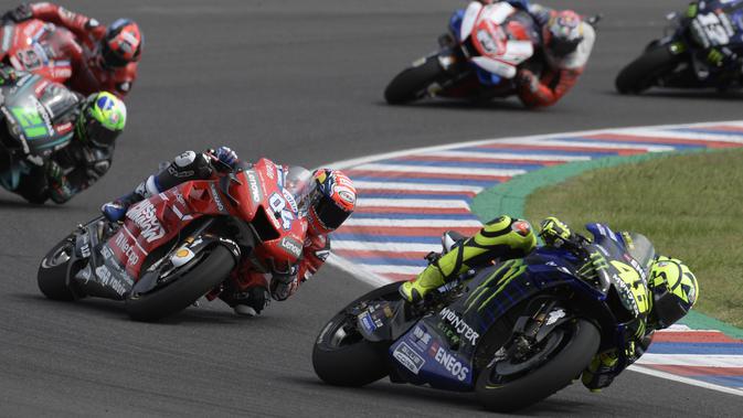 Aksi Valentino Rossi di MotoGP Argentina (Juan Mambromata/AFP)