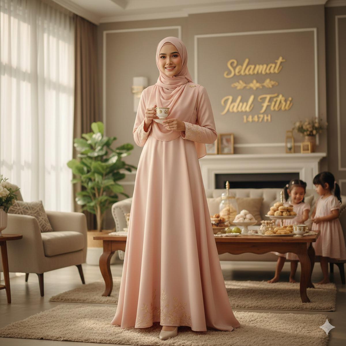 Gamis Warna Soft Pastel Peach