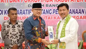 Forum Komunikasi Pimpinan Daerah (Forkopimda) Kabupaten Belitung melakukan kunjungan kerja ke Pemerintah Kabupaten Kutai Kartanegara (Kukar) pada Rabu, (24/4/2024). (Foto: Istimewa)