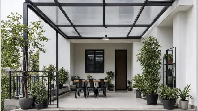 Model Kanopi Teras untuk Melindungi Banyak Tanaman Pot (AI Generated)