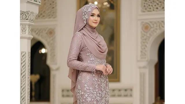 Model Gamis Brokat Arabic Style dengan Sentuhan Glamor