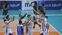 Jakarta LavAni Allo Bank mengalahkan Jakarta STIN BIN pada laga terakhir seri pembuka putaran pertama PLN Mobile Proliga 2023 di GOR Jalak Harupat, Bandung, Minggu (8/1/2023). (PBVSI)