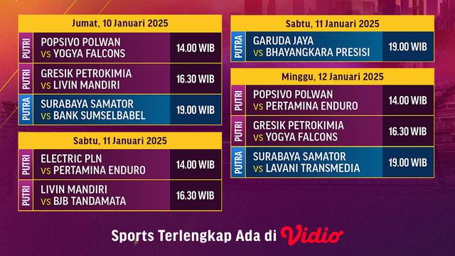 Jadwal Pertandingan PLN Mobile Proliga 2025 di Vidio Pekan Ini
