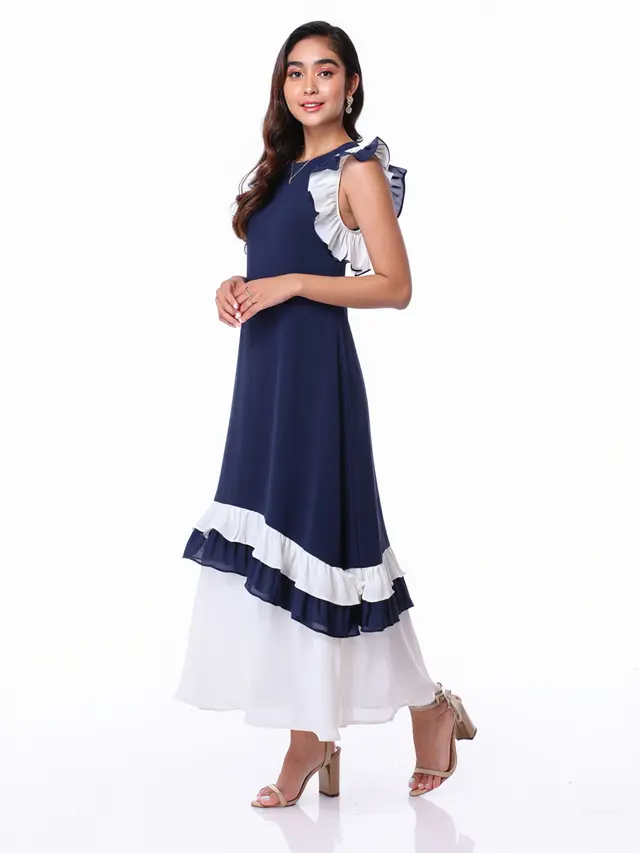 Long Dress Pesta A-Line Monokrom
