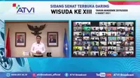 Sidang Senat Terbuka Wisuda XIII Akademi Televisi Indonesia (ATVI) dilakukan secara daring. (Liputan6.com/Fachrul Rozie)