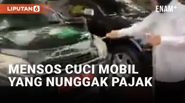 Mensos Risma Cuci Mobil Dinas yang Mati Pajak