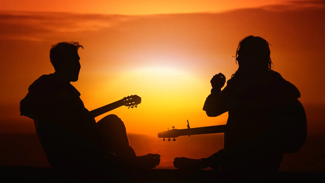 Ilustrasi main gitar