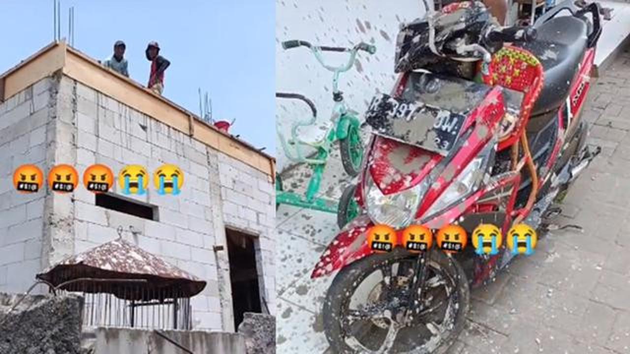 Bodi motor kena adukan cor-coran (TikTok/@agusty_08)