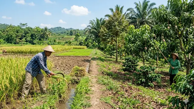 Perbedaan Pohon Buah Evergreen dan Musiman (Foto: Gemini AI)