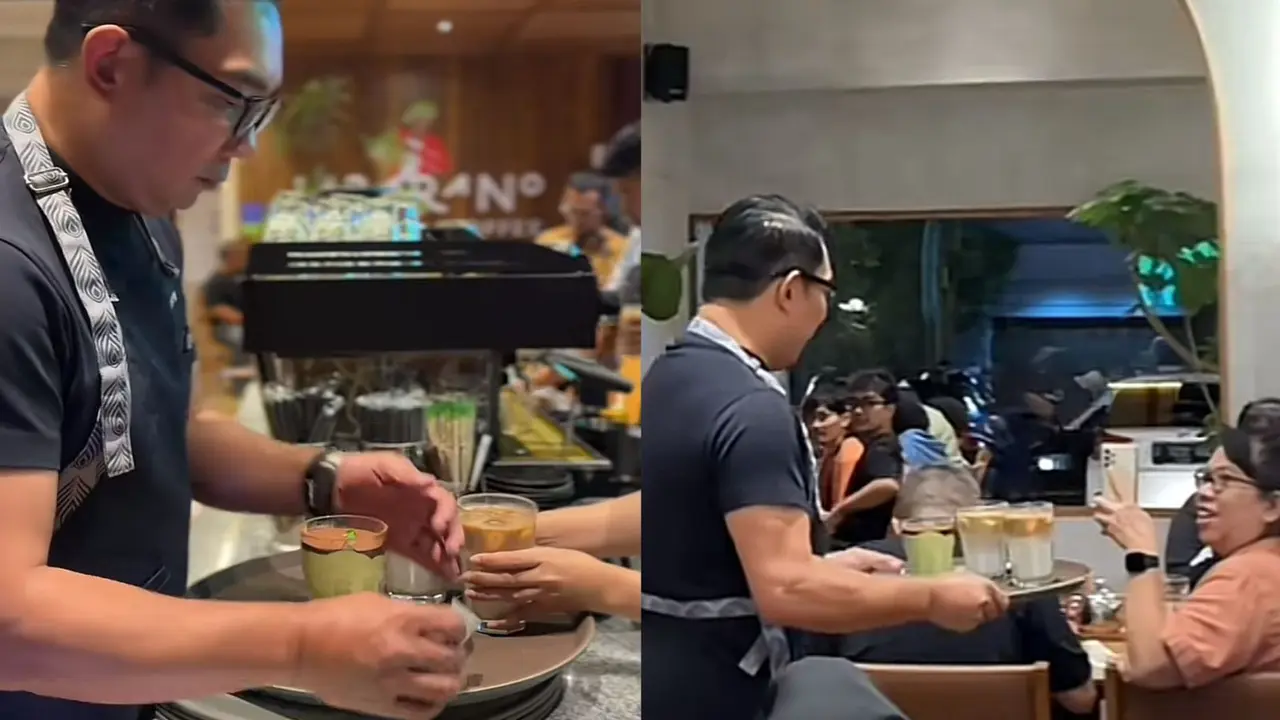 Rehat dari Politik Ridwan Kamil Jadi Pelayan di Coffee Shop, Warganet Beri Semangat