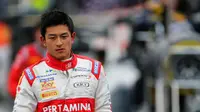 Rio Haryanto berharap bisa naik podium pada sesi Sprint Race GP2 Rusia di Sirkuit Sochi, Minggu (11/10/2015).