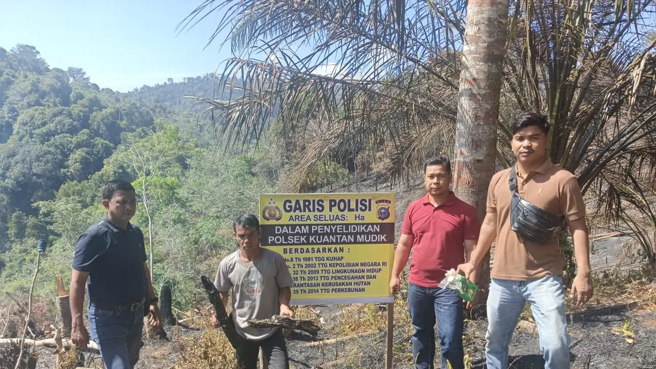 Polres Kuantan Singingi berhasil mengungkap tindak pidana pembakaran lahan hutan lindung di Bukit Betabuh, Kabupaten Kuantan Singingi, Riau