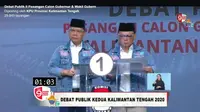 Paslon nomor urut satu Ir Ben Brahim S Bahat dan Dr Ujang Iskandar pada debat publik Pilgub Kalimantan Tengah 2020 yang bertemakan 'Meningkatkan Ekonomi dan Kesejahteraan Masyarakat Kalteng'. (Ist)