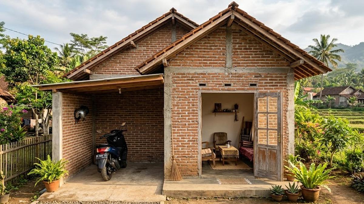 7 Desain Rumah 1 Lantai Biaya Rp50 Juta di Desa dengan Garasi Motor dan Ruang Tamu yang Nyaman