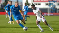 Bekuk Islandia dengan skor tipis 1-0, Raheem Sterling jadi pahlawan Inggris pada ajang UEFA Nations League 2020, Minggu (6/9/2020) dini hari WIB. (Haraldur Gudjonsson / AFP)