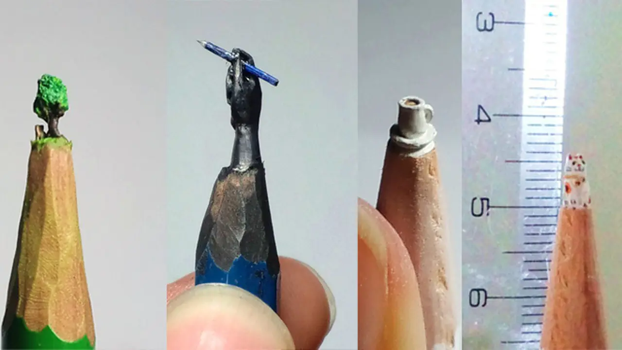 Uniknya, Karya Seni Super Mini yang Dipahat Di Ujung Pensil