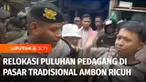Relokasi pedagang pasar tradisional Mardika di Ambon, Maluku, nyaris ricuh. Para pedagang menolak lapak mereka digusur dan dipindahkan ke pasar modern Mardika.