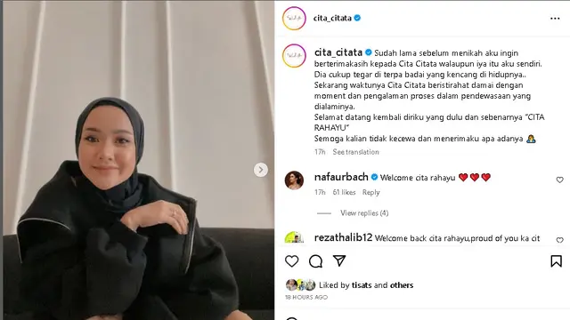 Cita Citata tinggalkan nama panggung, pilih dikenal sebagai Cita Rahayu (Foto: instagram cita_citata)