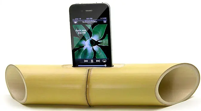 Batang bambu diubah menjadi speaker yang ramah lingkungan. (Doc: Petergreenberg)