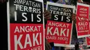 Poin pertama, menolak setiap kelompok yang menggunakan agama untuk menebarkan kebencian. Kedua, menolak dengan keras keberadaan ISIS berserta para pendukungnya di NKRI, Jakarta, Senin (04/08/2014) (Liputan6.com/Johan Tallo)