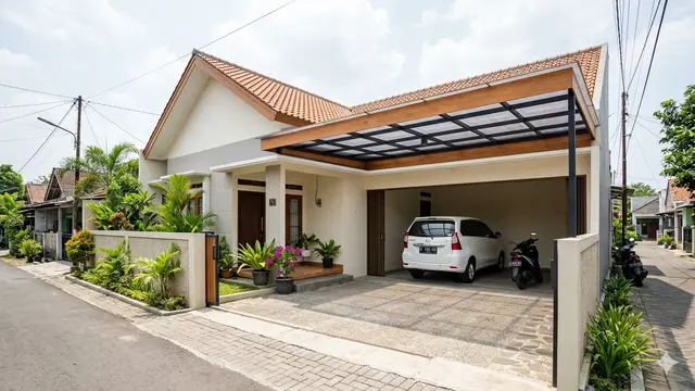 Rumah Sederhana dengan Garasi Luas (Foto: Gemini AI)
