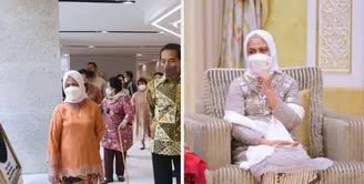 Sebagai Ibu Negara, Iriana Jokowi tidak melulu mengenakan kain dan kebaya di setiap kesempatan. Beberapa kali Iriana Jokowi tampil dengan gaya kekinian yang dipadupadankan dengan wastra Nusantara, seperti apa potretnya? (Sekretariat Presiden)