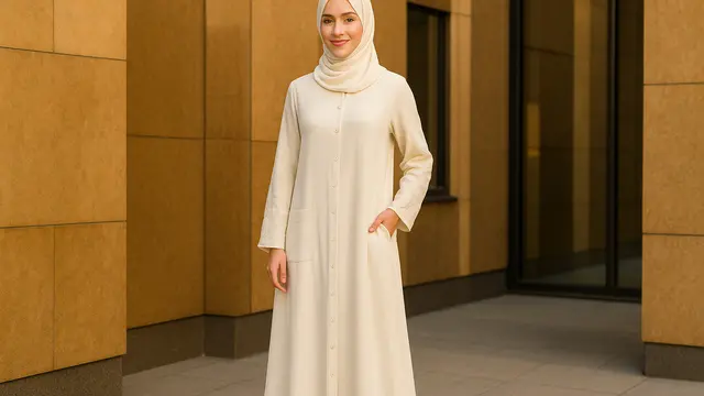Model Gamis Kancing Depan Sampai Bawah