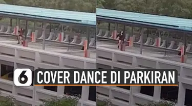 Beredar video wanita sedang menari di atas gedung parkiran. Ternyata wanita itu sedang menirukan dance girlband korea Blackpink.