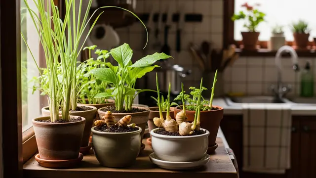 Ilustrasi Kebun Herbal di Dapur Rumah dengan Pot Kecil/Gemini AI