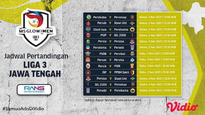 Jadwal Lengkap sepakbola Liga 3 Jawa Tengah