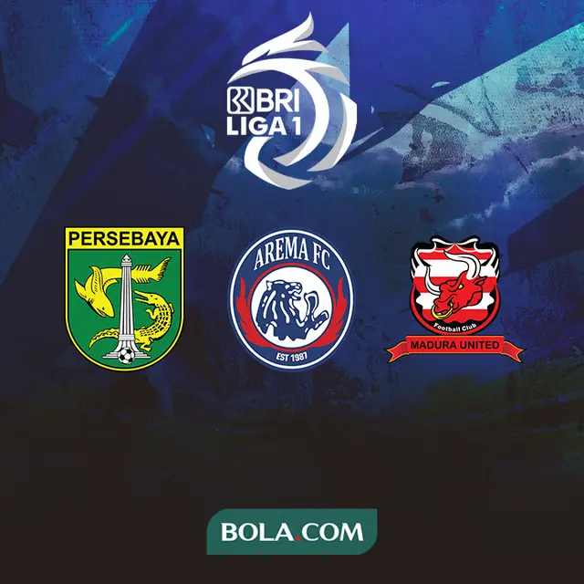 Liga 1 - Logo Persebaya Surabaya, Arema FC, dan Madura United