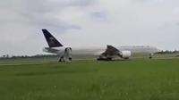 Pesawat Saudi Airlines mendarat darurat di Bandara Kualanamu usai mendapat teror bom
