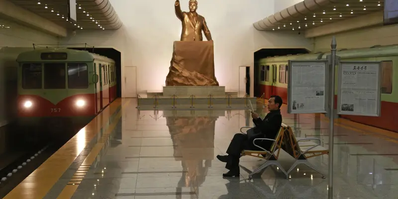 Potret Stasiun Kereta Bawah Tanah Kaeson di Korea Utara