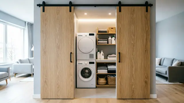 Desain Area Cuci dan Jemur Mungil yang Tetap Cantik Dilihat Tamu (AI)