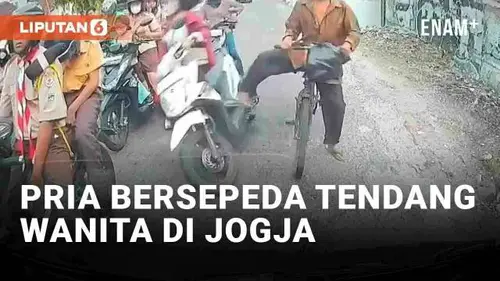 VIDEO: Viral Pria Bersepeda Tendang Wanita Bermotor di Jogja, Diduga ODGJ