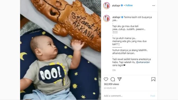 Putra Ridwan Kamil dan Atalia, Bayi Arka setelah menjalani khitan. (dok. Instagram @ataliapr  /https://www.instagram.com/p/CERaJyAHfqa/)