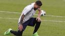 Striker Argentina, Lionel Messi, saat latihan jelang laga Piala Dunia 2018 di Bronnitsy, Rusia, Rabu (13/6/2018). Lionel Messi menjadi tumpuan Timnas Argentina untuk menjuarai Piala Dunia 2018. (AP/Ricardo Mazalan)